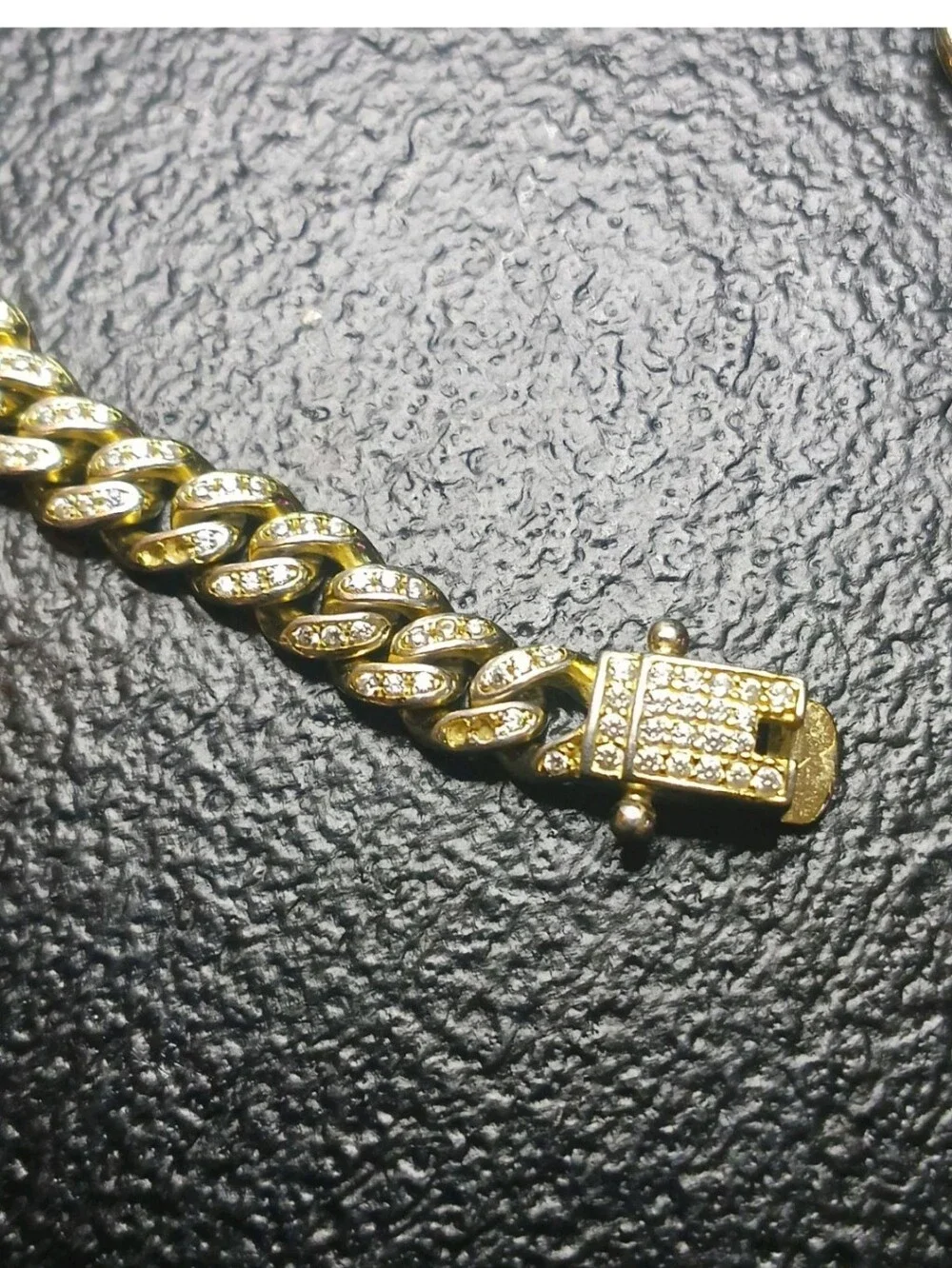 silver bracelet Gold Tone Lab Diamonds mens Sterling 925